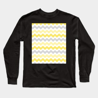 Yellow Grey Chevron Pattern Long Sleeve T-Shirt